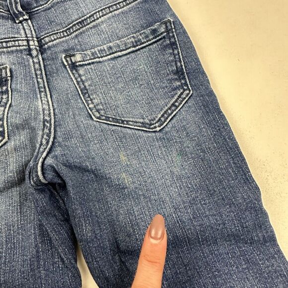 OshKosh B'Gosh Vestbak Girl Denim Blue Jean Overalls Pants Skinny Gold Stripe 3T - Picture 12 of 14